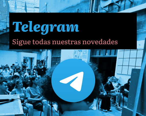 Banner con un fondo azul con un texto que dice: Telegram. Sigue todas nuestras novedades